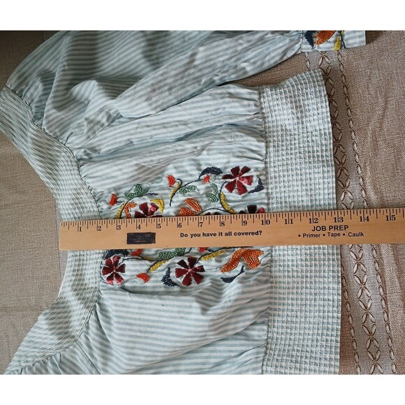 Anthropologie Women's Small Embroidered Smocked Crop Top Cotton Elastic Waist - Picture 16 of 16